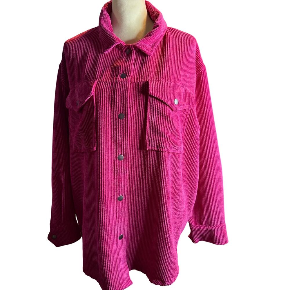 Wild Fable Magenta Corduroy Shacket, Hot Pink Oversized Button Down, Large